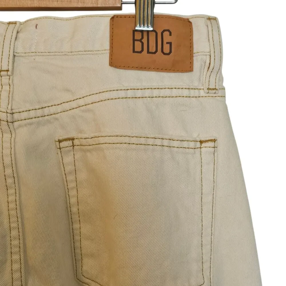BDG Urban Outfitters Distressed Cowboy Jean Cream White Wide Leg Size 30